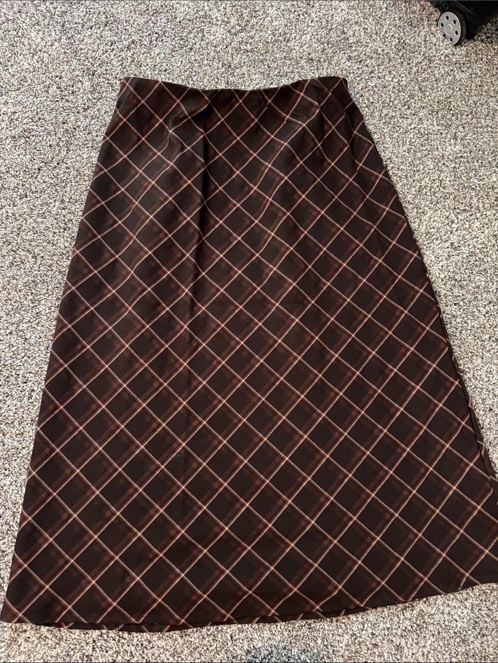 Sanctuary Brown Plaid A-Line Skirt with Tan Grid